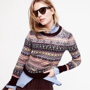 NWOT J. Crew Sequin Fair Isle Lambs Wool Sweater Women’s Size Small